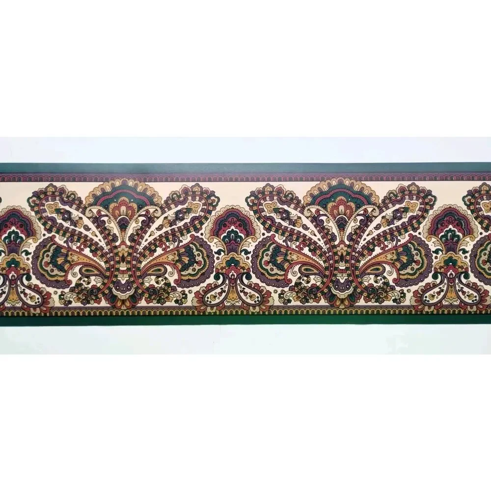 York Pre-pasted Decorative Wall Border - Green Maroon Beige - 5yds